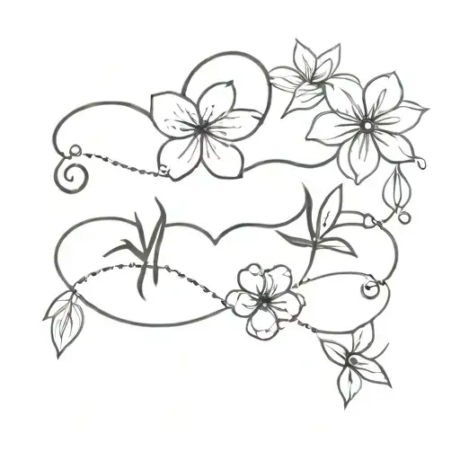 Ekg Line Flowers Intertwined