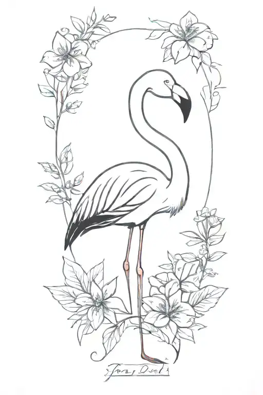 Flamingo And A Bear With January And April Birth Flower Water