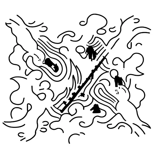 A Man On Fire With People Standing Around Him