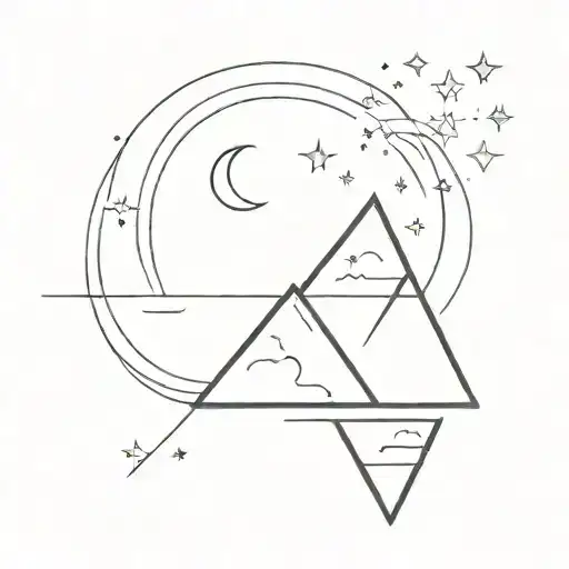 Wave In The Shape Of A Triangle With A Moon And Stars