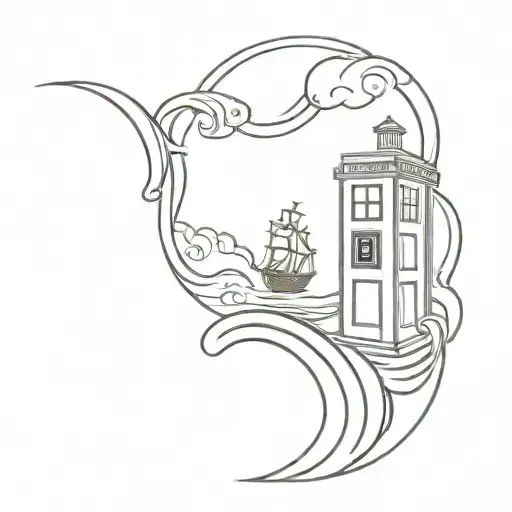 Tardis And Wave And Pirate Ship