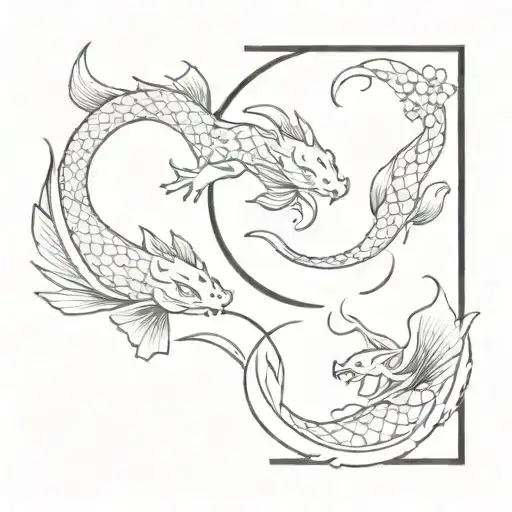 Dragon And Koi Fish