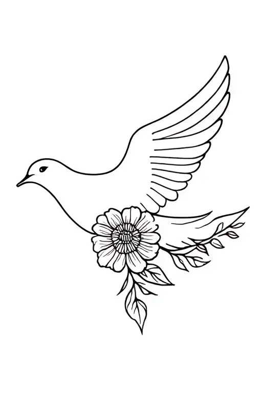 Dove Carrying March Birth Flower