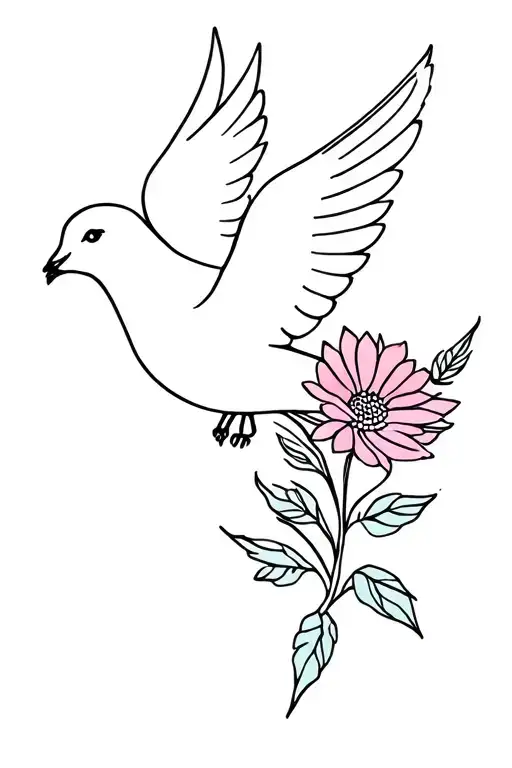 Dove Carrying March Birth Flower Intertwined Representing The Loss Of A Baby