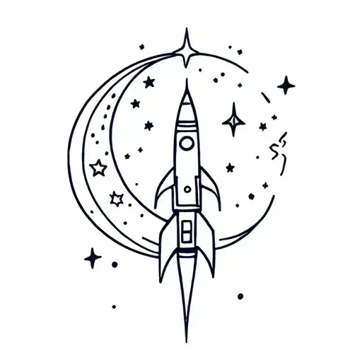 Rocket Moon And Stars