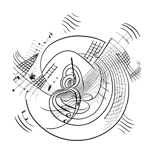 A Minimalist Tattoo Of A Sheet Music With A Walking Path Winding Through The Notes