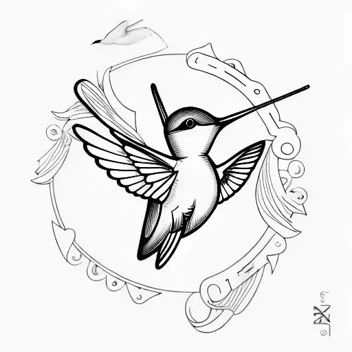 A Minimalist Tattoo Of A Hummingbird With The Letter 'J' Incorporated Into Its Design