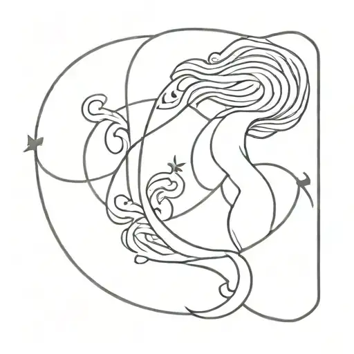 Feminine Aquarius Pisces Symbol Intertwined Minimalist
