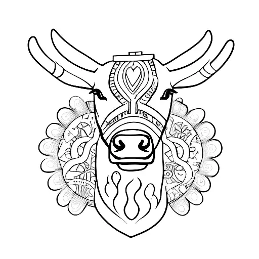 Minimalist Outline Of A Holy Cow With The Word Holy Cow Writtem