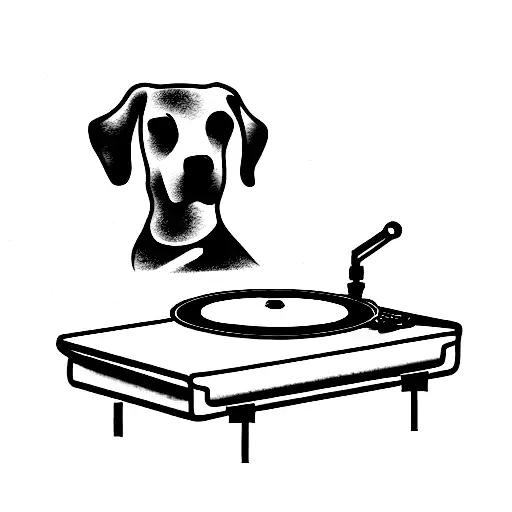 Tattoo Of Dog Playing Techno On Turntables