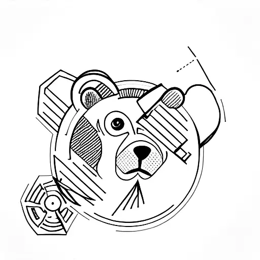 A Minimalist Tattoo Of A Bear Holding A Vinyl Record