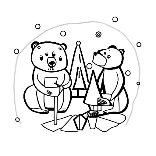 A Bear And Human Friends Enjoying A Picnic In A Forest
