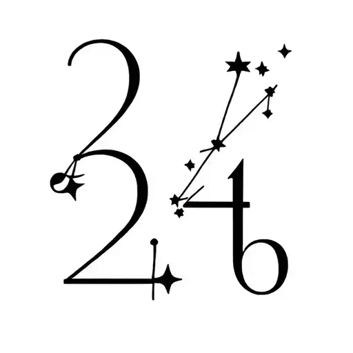 224 Number Tattoo Americana Font With Capricorn Star Constellation