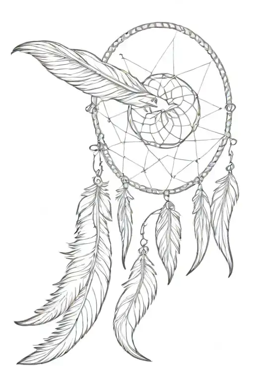 Capricorn Zodiac Sign And Dream Catcher With Feathers