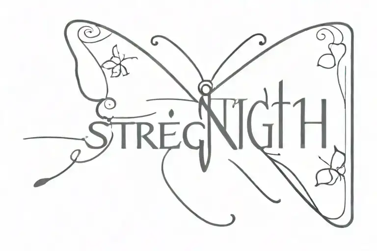 Tthe Word Strength With A Butterfly At The End Of The Word Strength