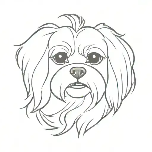 A Maltese Dog Fine Line Tattoo Design