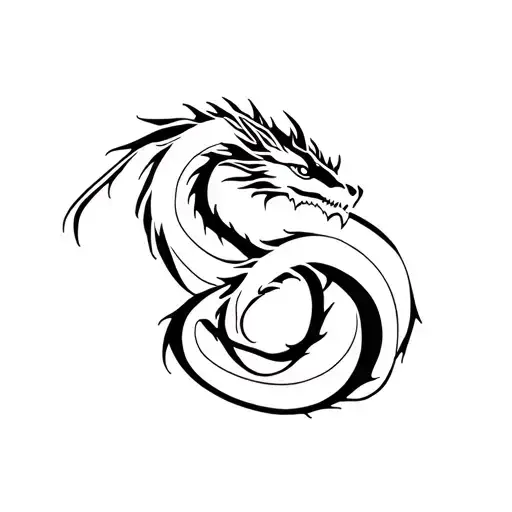 Dragon Intertwined Minimalist Silhouette