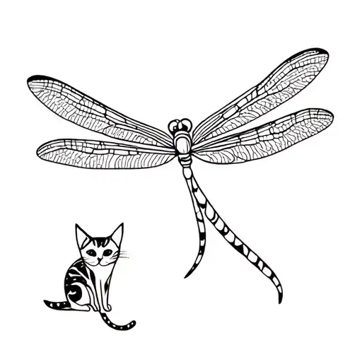 Dragonfly And Cat