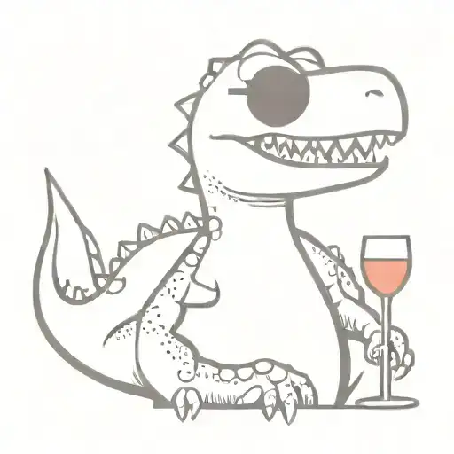 Dinosaur Holding A Glass Of Wine And Wearing Sunglasses