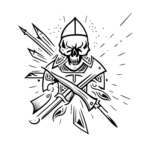 One Spear Going Through A Skull