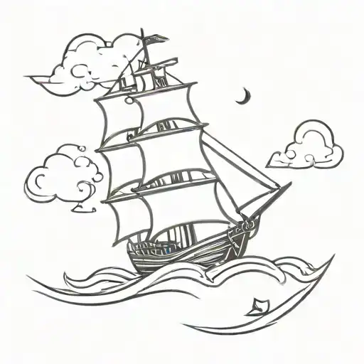 Pirate Ship Sailing Through Stormy Seas