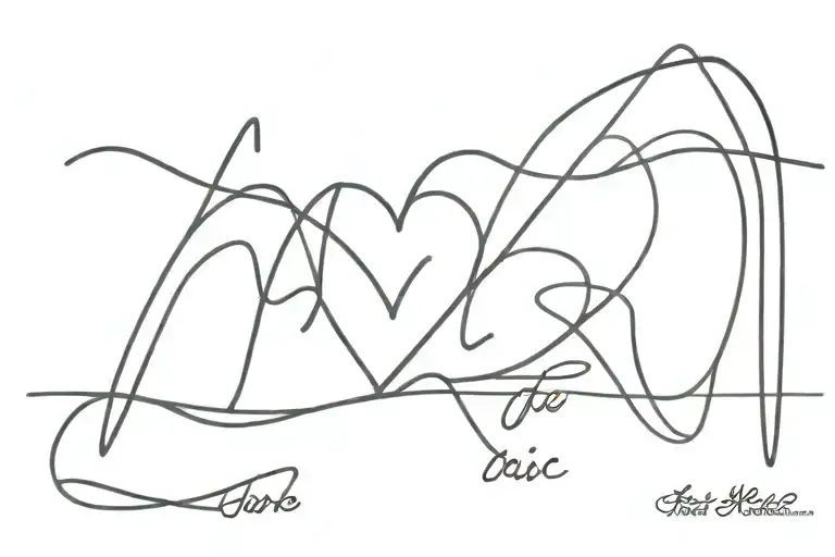 Name With Heart And Heartbeat Line Intertwined