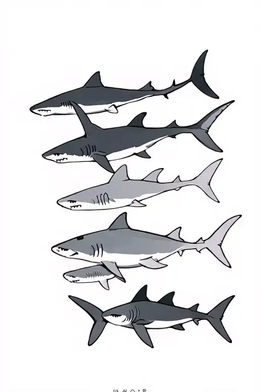 Different Sharks Swimming Together