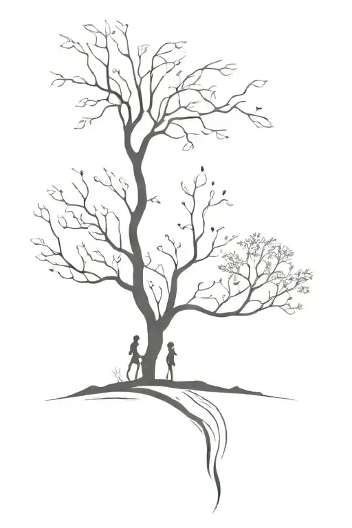 Woman Under A Tree Next To A River