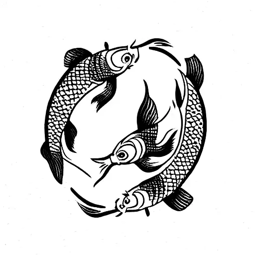 Two Koi Fish Turning In Cercle