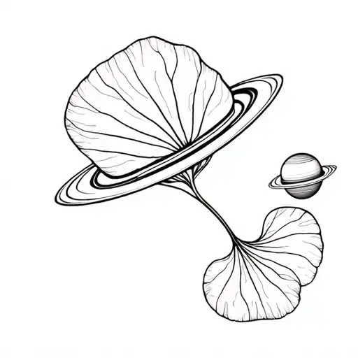 Ginko Leaf & Saturn Planet