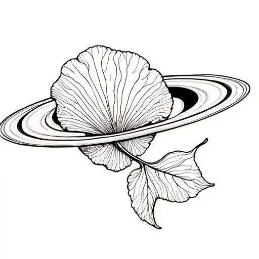 Ginko Leaf & Saturn Planet