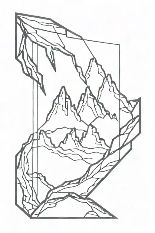 Mountains Made Of Muscle Within Broken Glass Filled