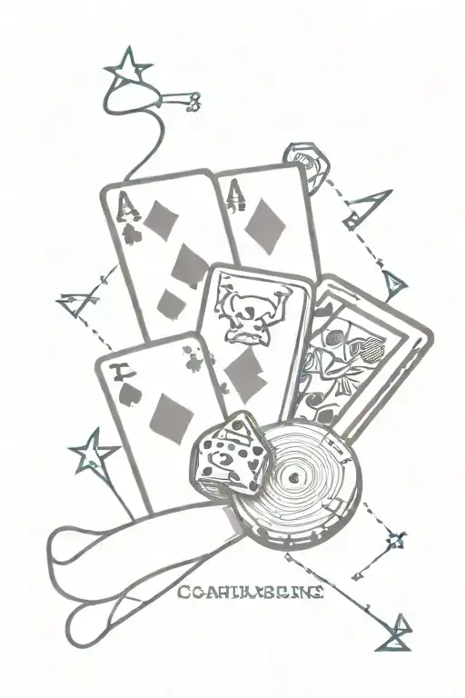 Gambling Themed Tattoo Featuring Quotes