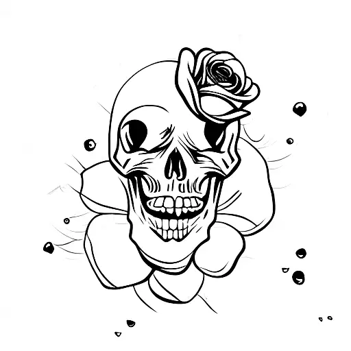 Skull Rose And Hourglass