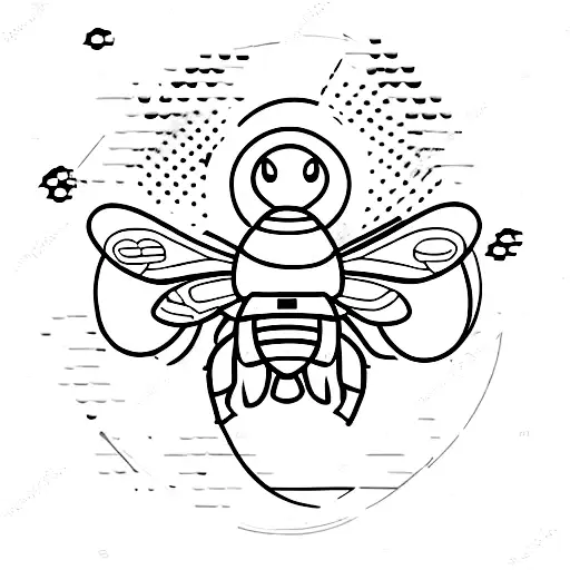 Honeybee Wearing Astronaut Helmet Flying Between Planets