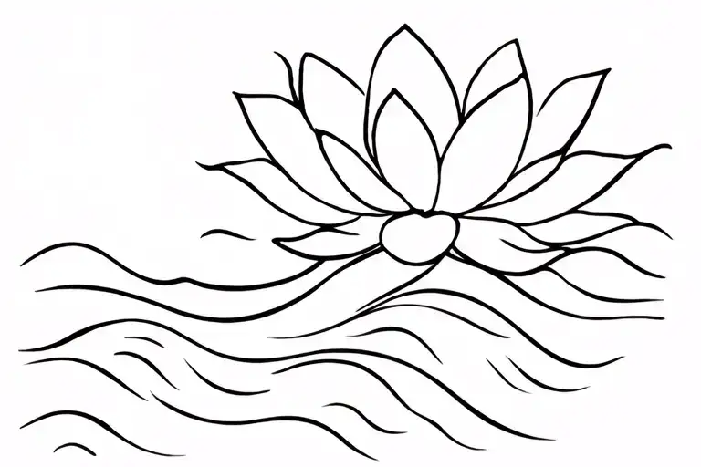 Water Waves With Lotus Flower Blooming Flower