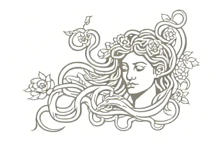 Medusa With Snakes And Flowers