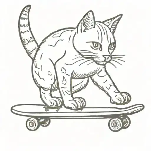 Cat On Skateboard