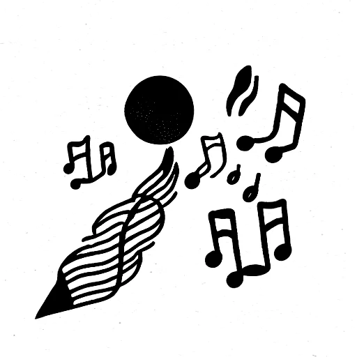 Sunset Over The Ocean Made Up Of Musical Notes