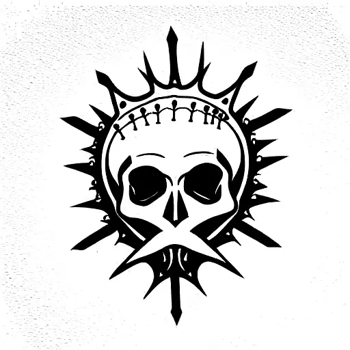 Skull With Crown Of Thorns