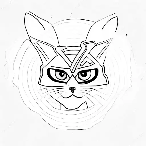 A Minimalist Tattoo Of A Cat Wearing A Superhero Costume Inspired By Marvel