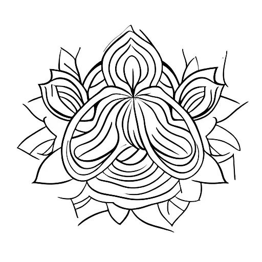 A Lotus Flower Intertwined With A Delicate Vine And Leaves