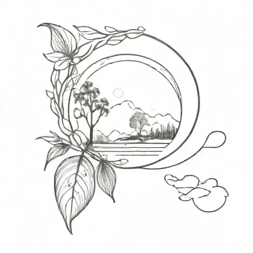 Half Moon With Nature Scene