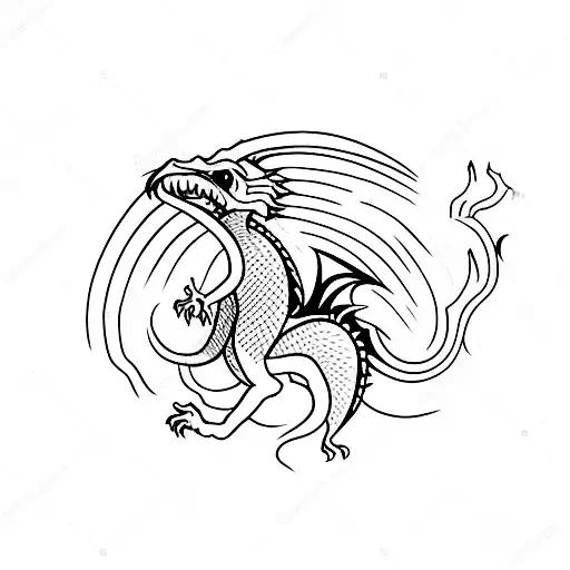 A Minimalist Tattoo Of A Dragon Perched On A Computer Chip