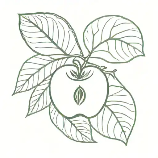 Apple Cut In Half And Pothos Leaf