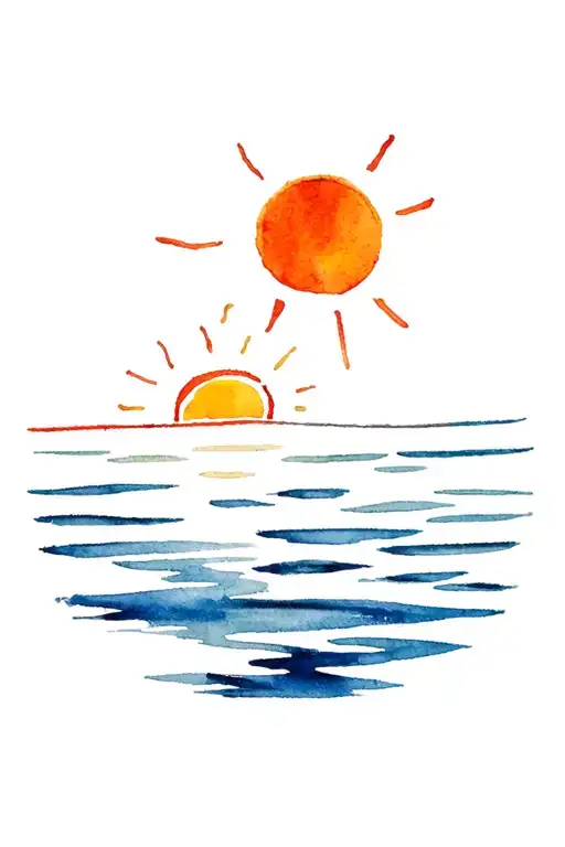 Water And Sun In Colors In Watercolor Representing
