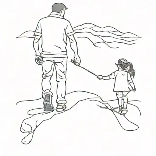 Daddy And Daughter Shadow Walking