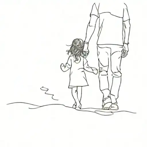 Daddy And Daughter Shadow Walking Hand In Hand