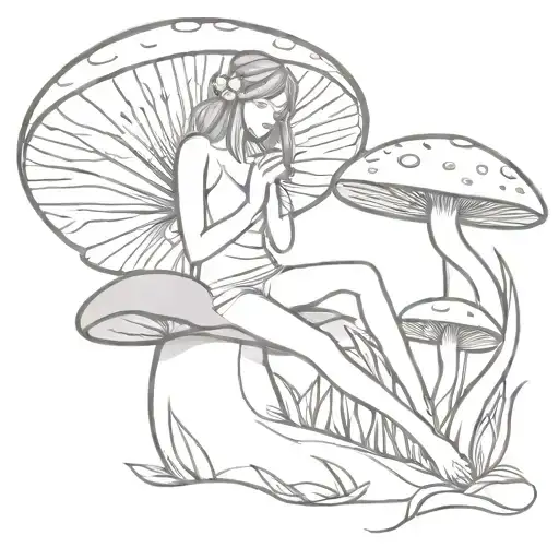 Fairy Lying On A Mushroom