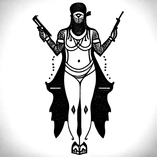 Goddess Isis With A Gun